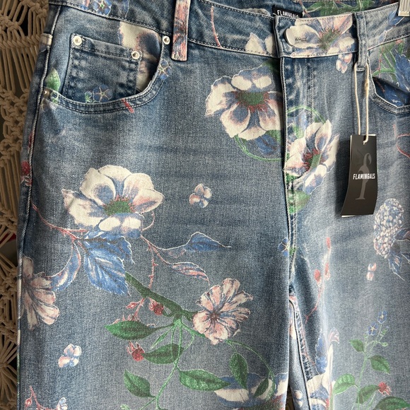 Flamingals Floral Denim Jeans - Picture 2 of 9